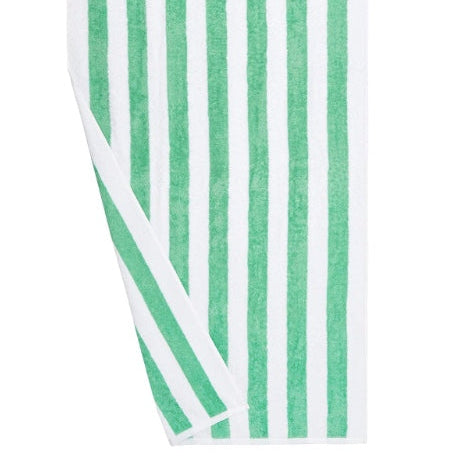 Green and white customized cabana towel