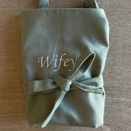 Customized apron embroidered- olive green 