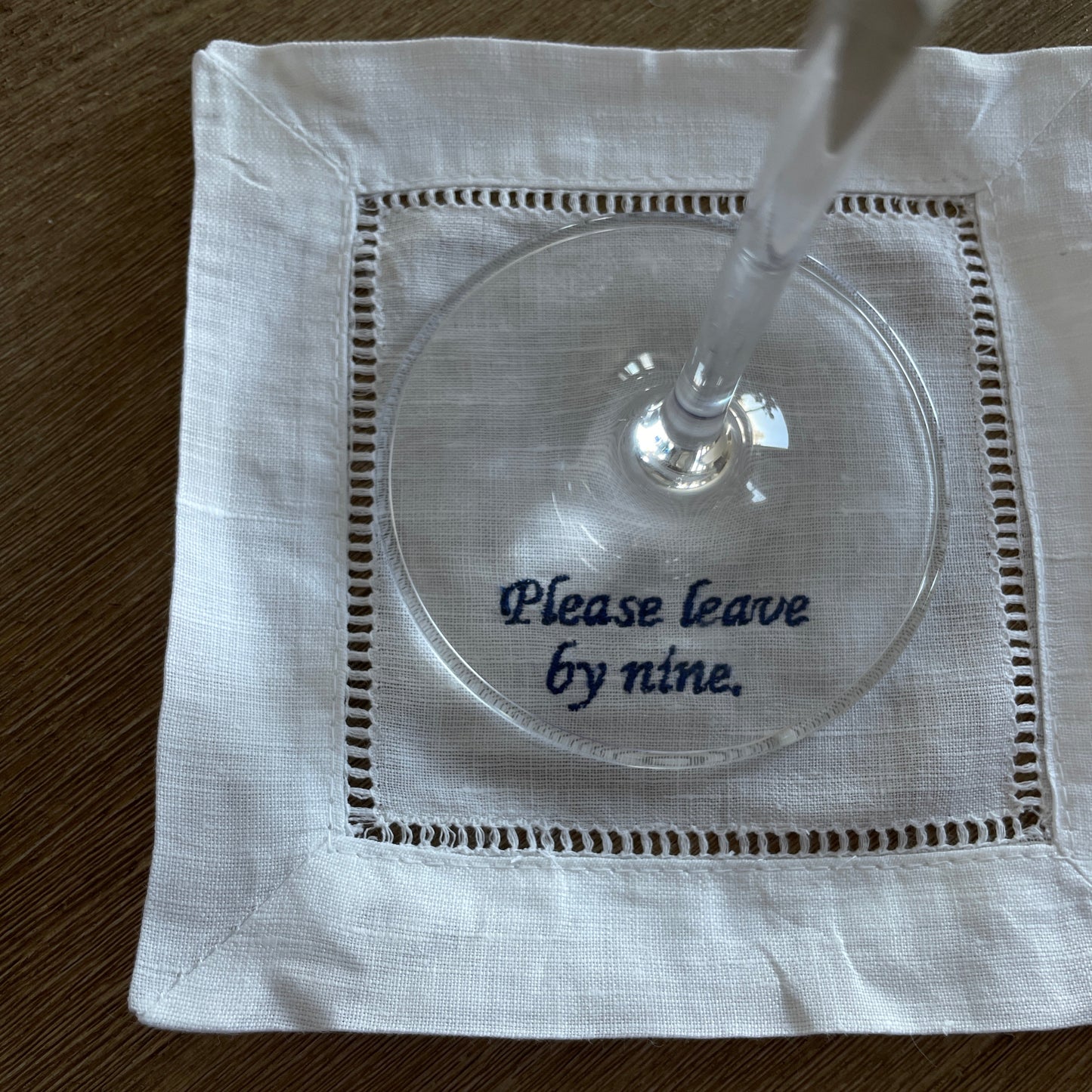 "Please Leave By Nine." Cocktail Napkins