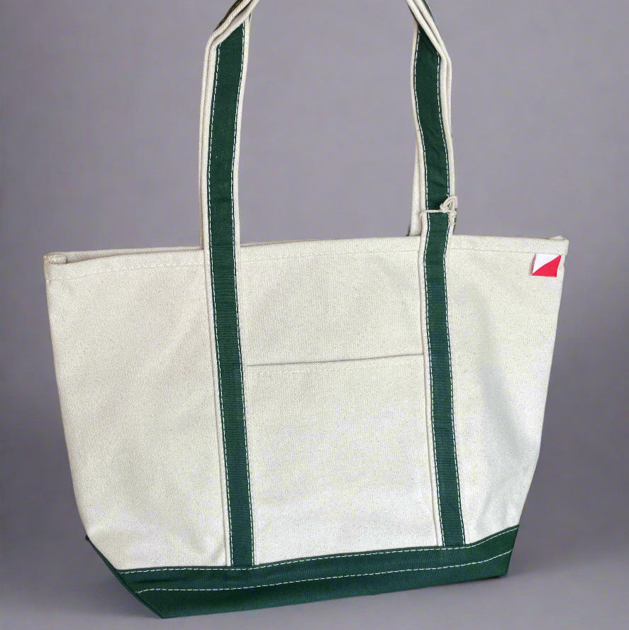 Large Embroidered Boat Tote - Green