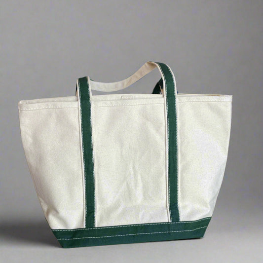 Large Embroidered Boat Tote - Green