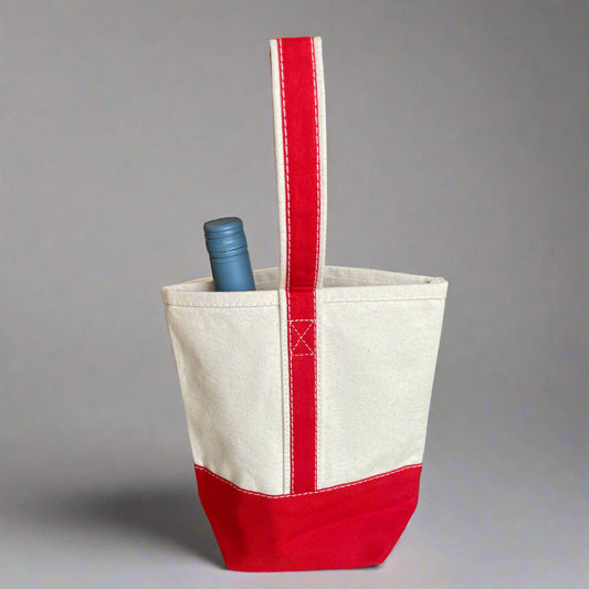 Double Bottle Canvas Wine Bag - Red